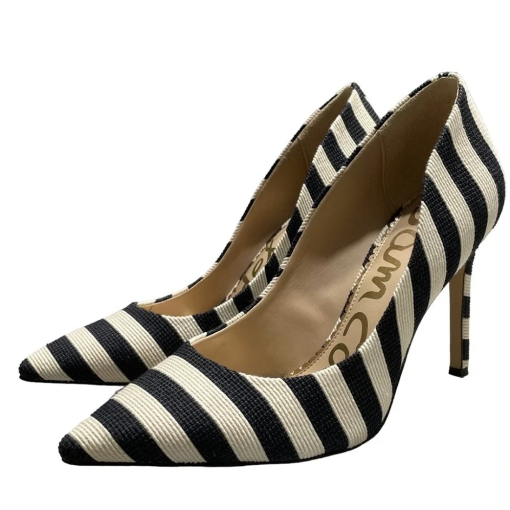 Sam Edelman Hazel Pointed toe heels size 7.5 black & white striped  - Like New!